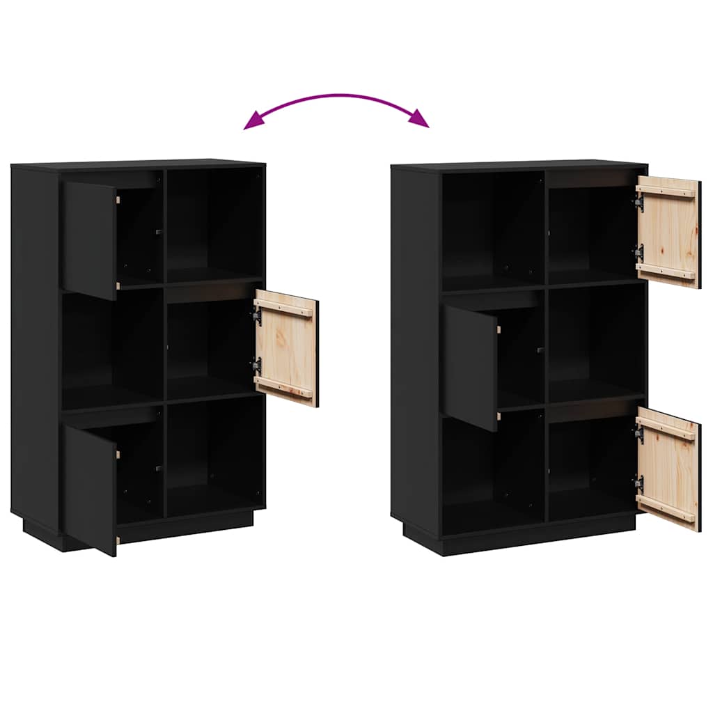 Visoka komoda crna 74 x 35 x 117 cm od masivne borovine