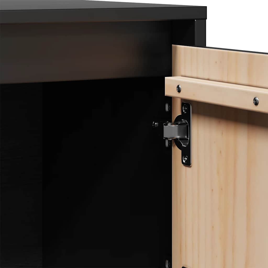 Visoka komoda crna 74 x 35 x 117 cm od masivne borovine