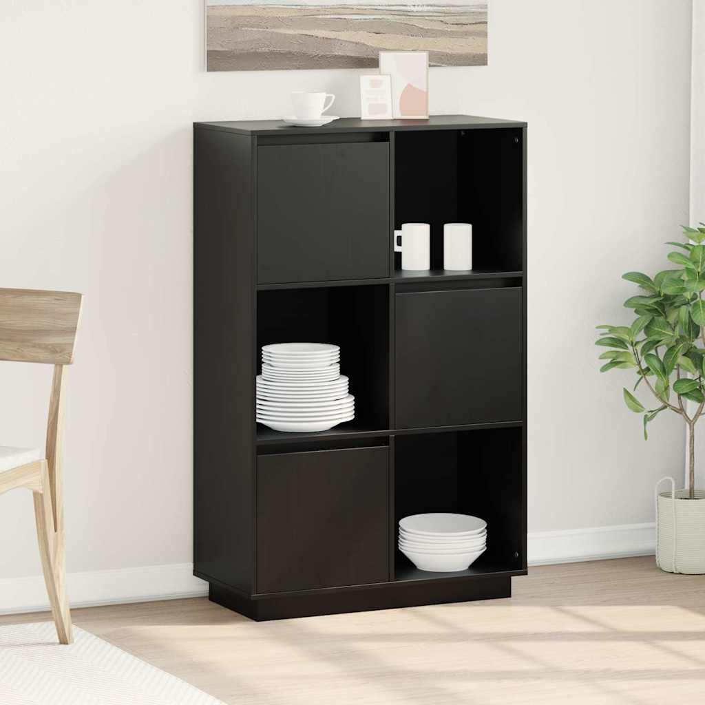 Visoka komoda crna 74 x 35 x 117 cm od masivne borovine
