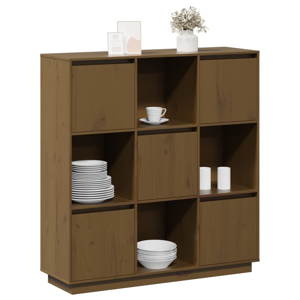 Visoka komoda boja meda 110,5 x 35 x 117 cm od masivne borovine