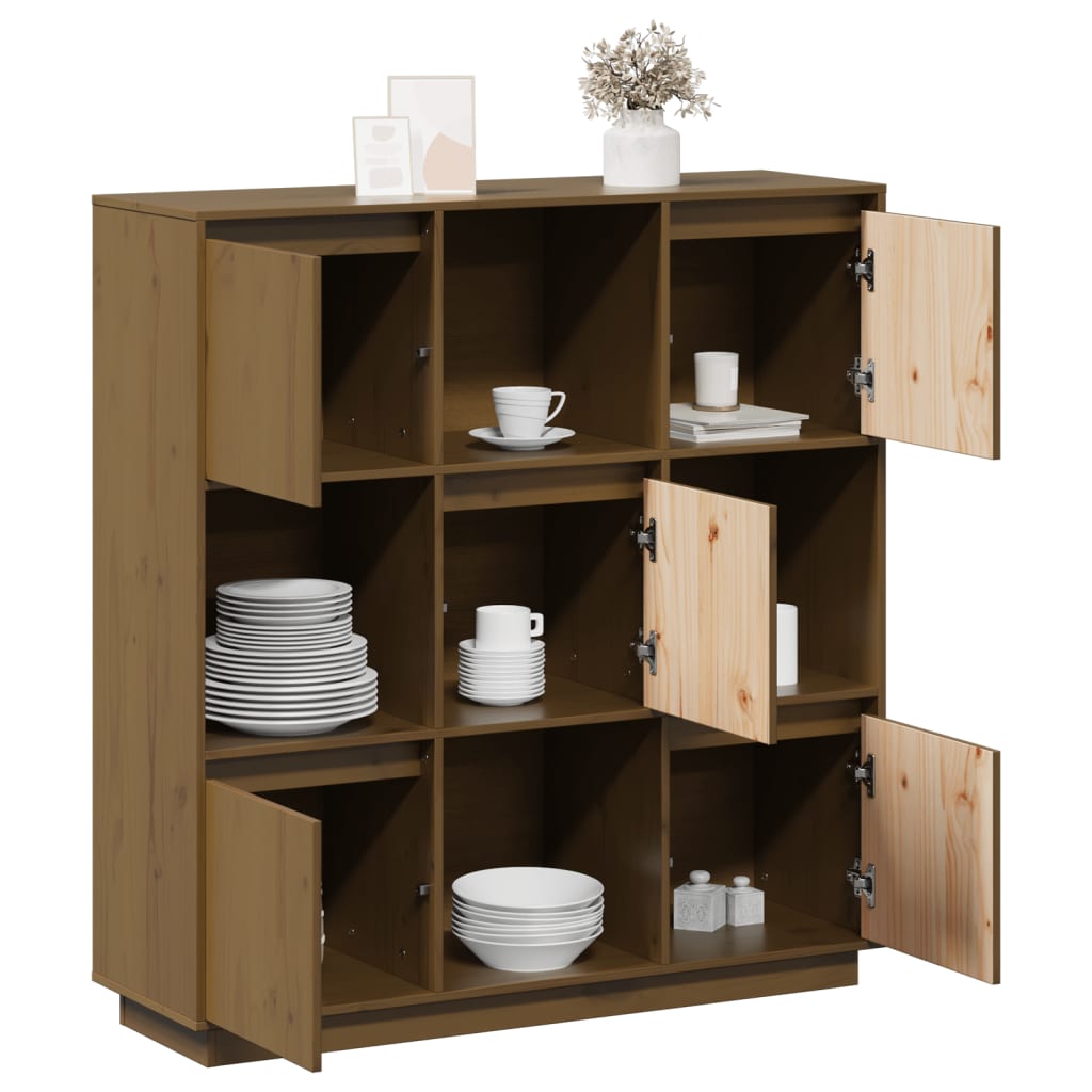 Visoka komoda boja meda 110,5 x 35 x 117 cm od masivne borovine