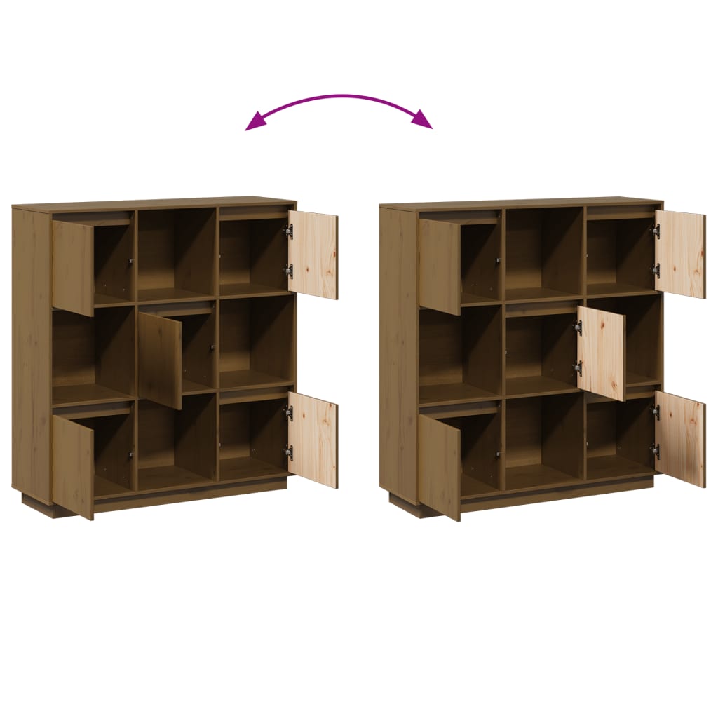 Visoka komoda boja meda 110,5 x 35 x 117 cm od masivne borovine
