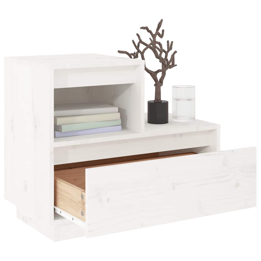 Noćni ormarići 2 kom bijeli 60x34x51 cm od masivne borovine