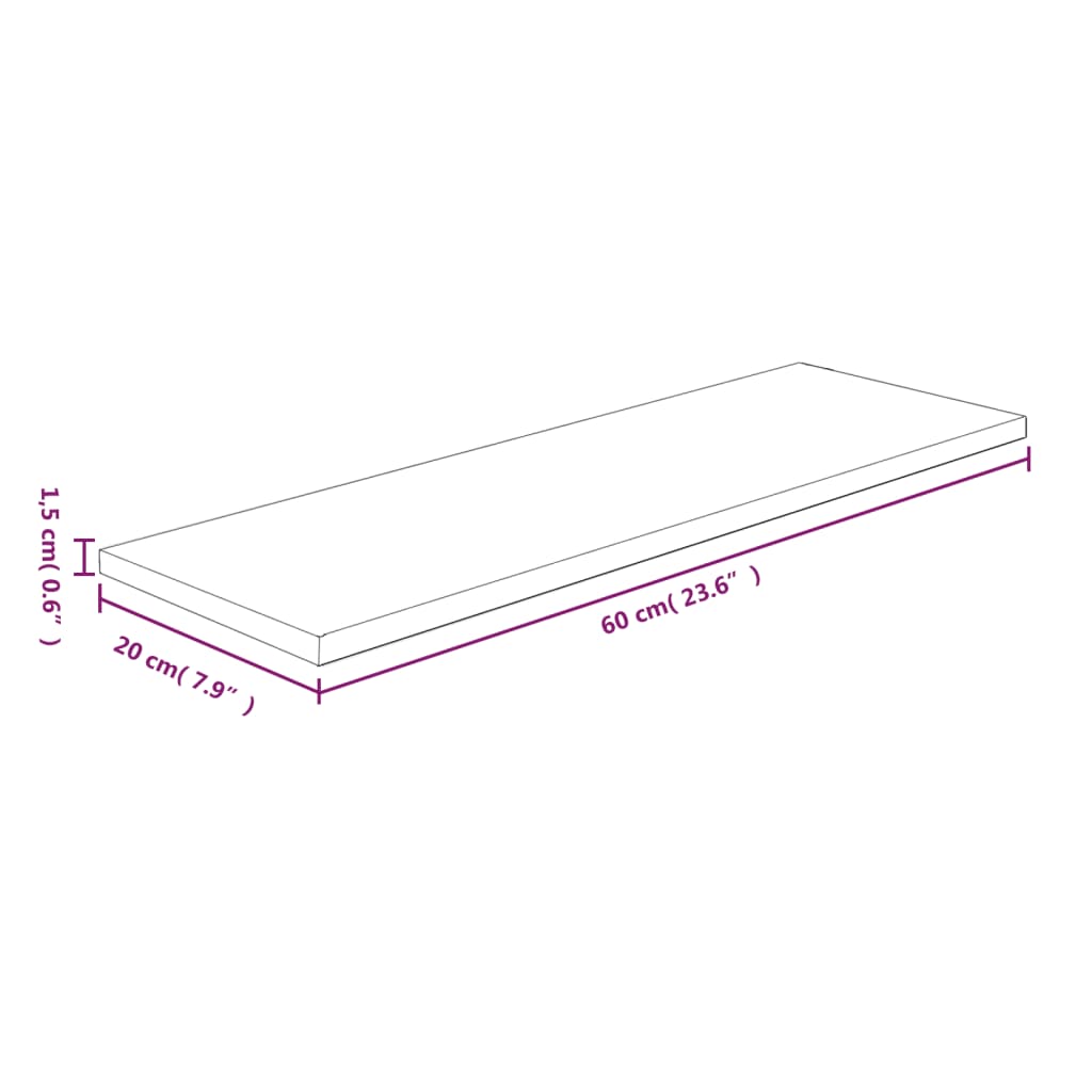 Daska za police 60 x 20 x 1,5 cm neobrađena masivna hrastovina