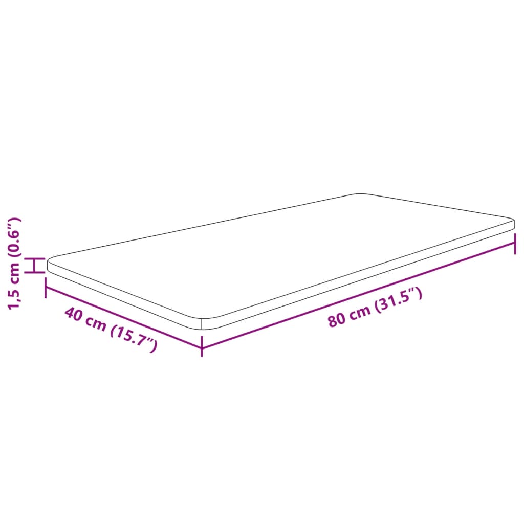 Kupaonska radna ploča 80 x 40 x 1,5 cm netretirano masivno drvo