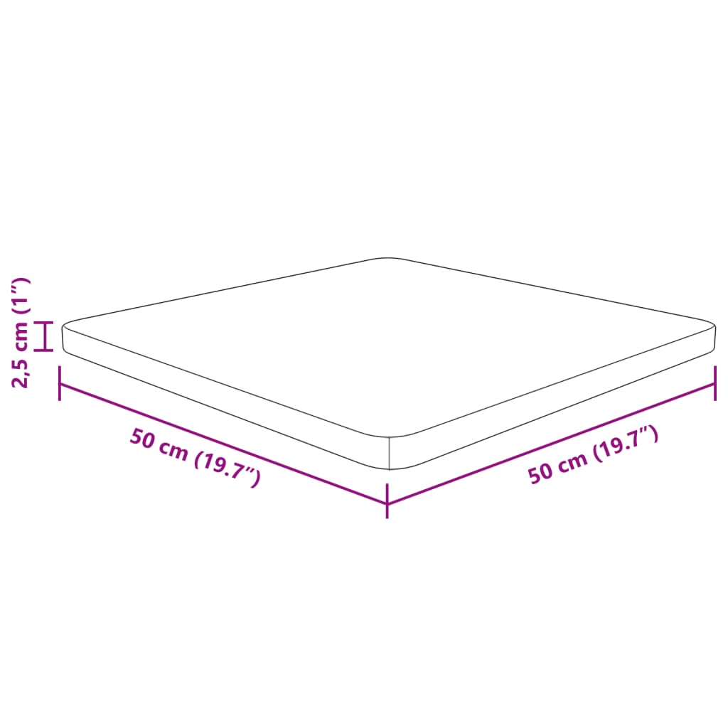 Četvrtasta stolna ploča smeđa 50x50x2,5 cm tretirana hrastovina