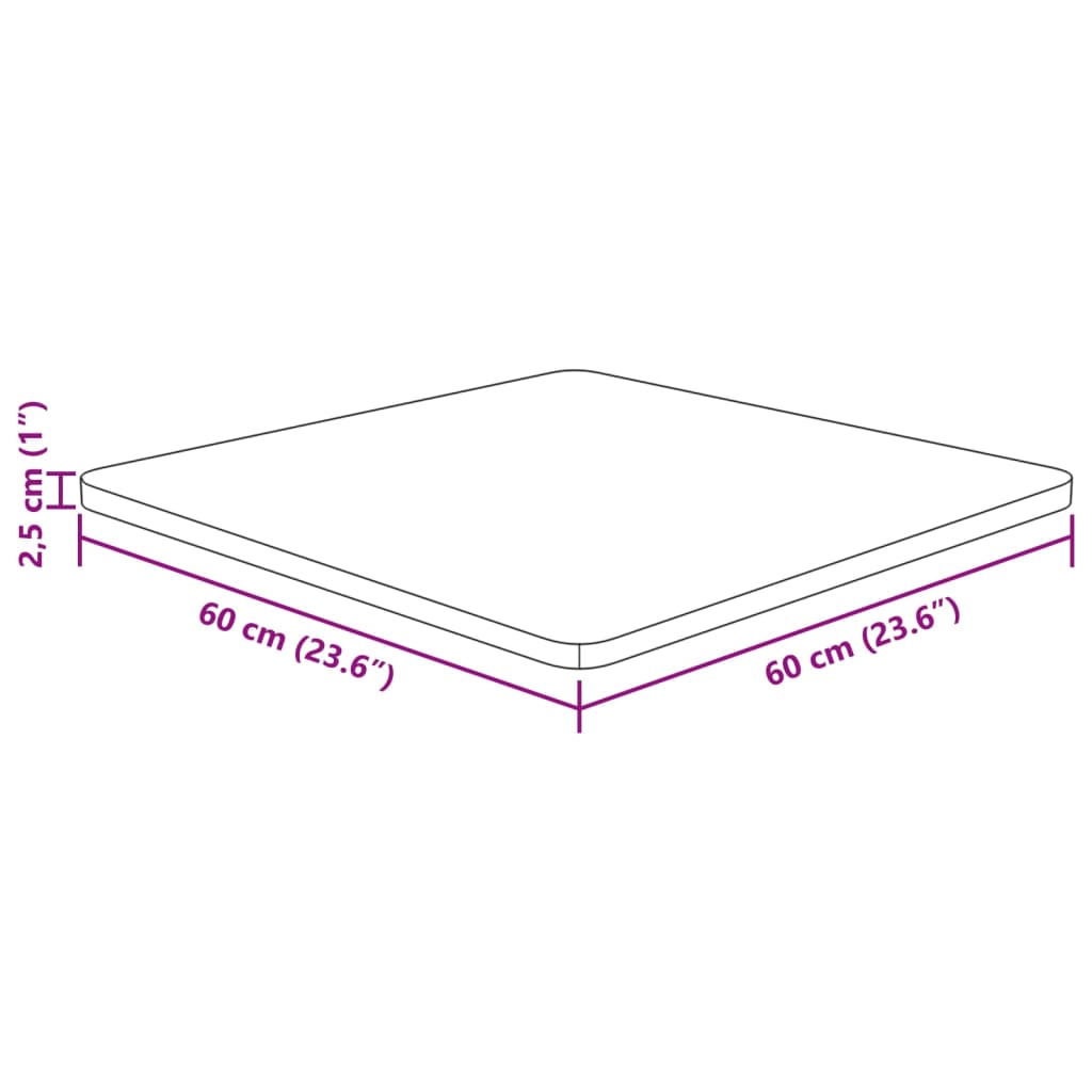 Četvrtasta stolna ploča smeđa 60x60x2,5 cm tretirana hrastovina
