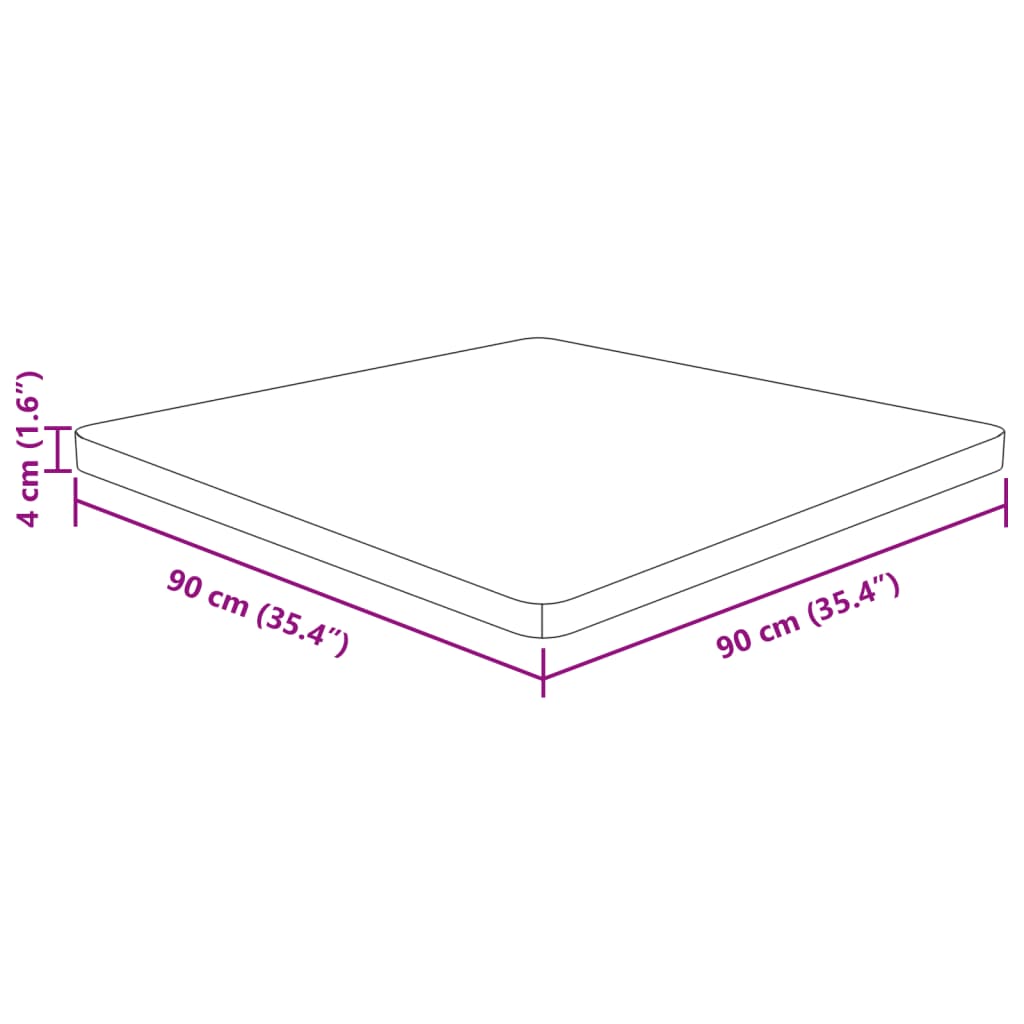 Četvrtasta stolna ploča smeđa 90x90x4 cm tretirana hrastovina