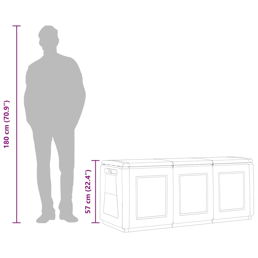 Vrtna kutija za pohranu 138 x 53 x 57 cm 330 L tamnosiva i crna
