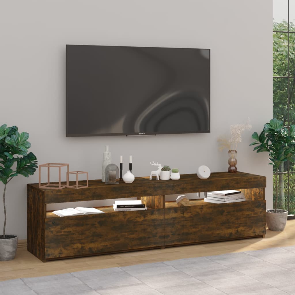 TV ormarić s LED svjetlima 2 kom boja hrasta 75 x 35 x 40 cm