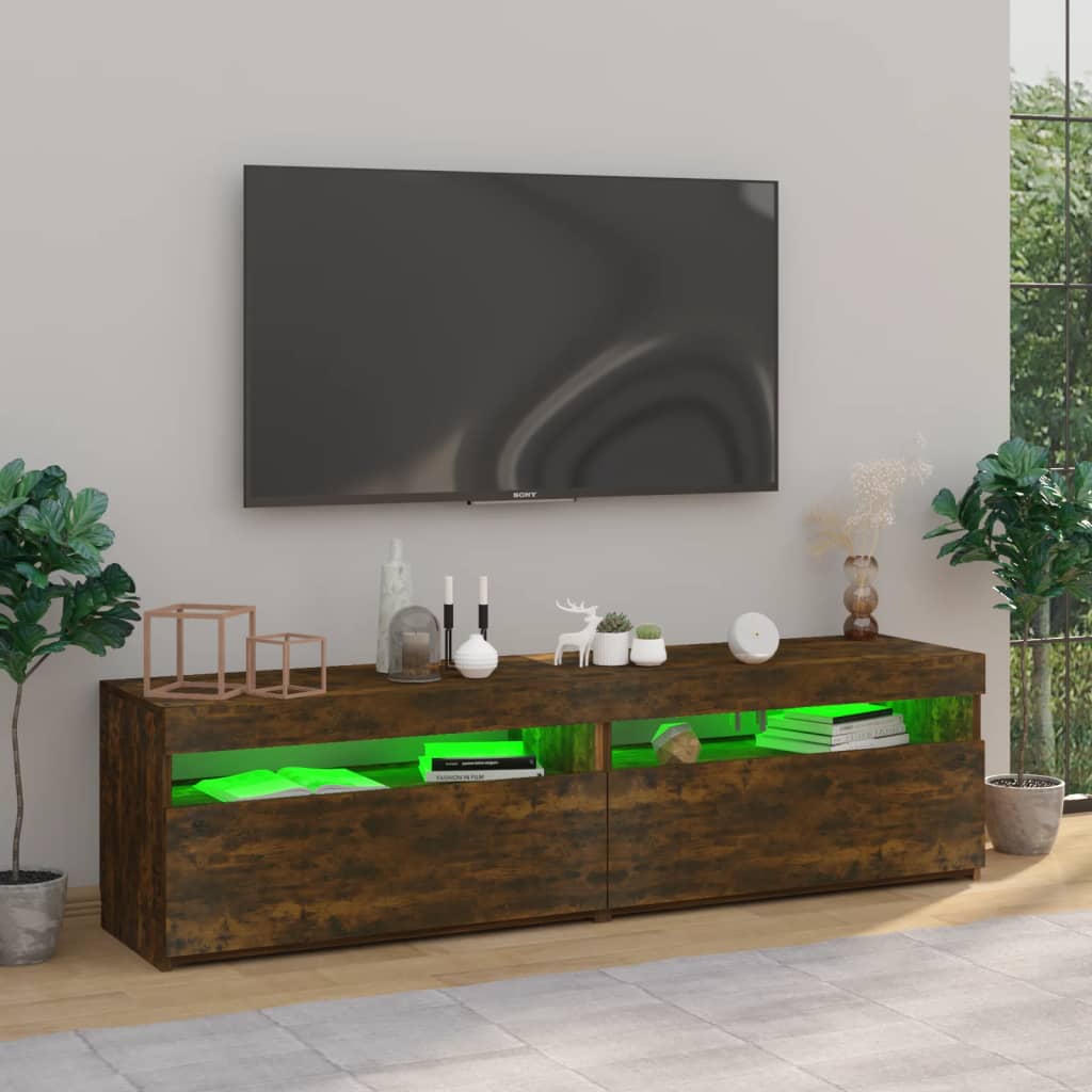 TV ormarić s LED svjetlima 2 kom boja hrasta 75 x 35 x 40 cm