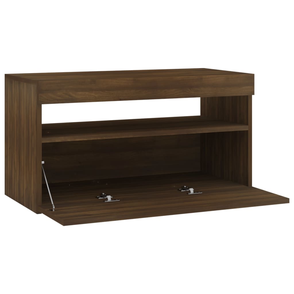 TV ormarić s LED svjetlima boja smeđeg hrasta 75 x 35 x 40 cm