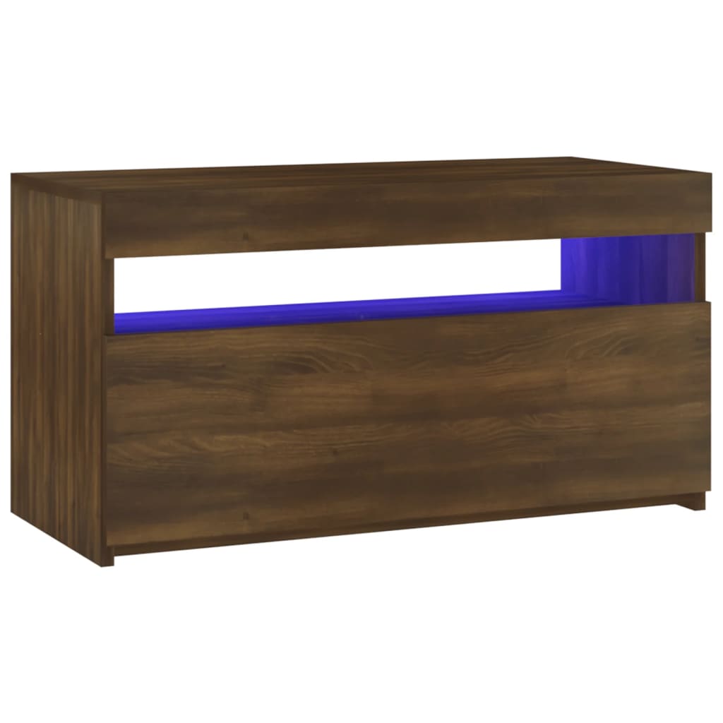 TV ormarić s LED svjetlima boja smeđeg hrasta 75 x 35 x 40 cm