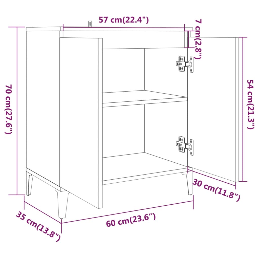 Komoda boja hrasta sonoma 60 x 35 x 70 cm konstruirano drvo