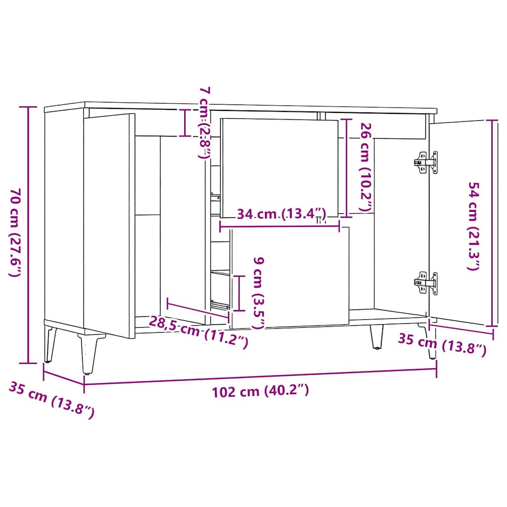 Komoda boja hrasta sonome 102 x 35 x 70 cm konstruirano drvo