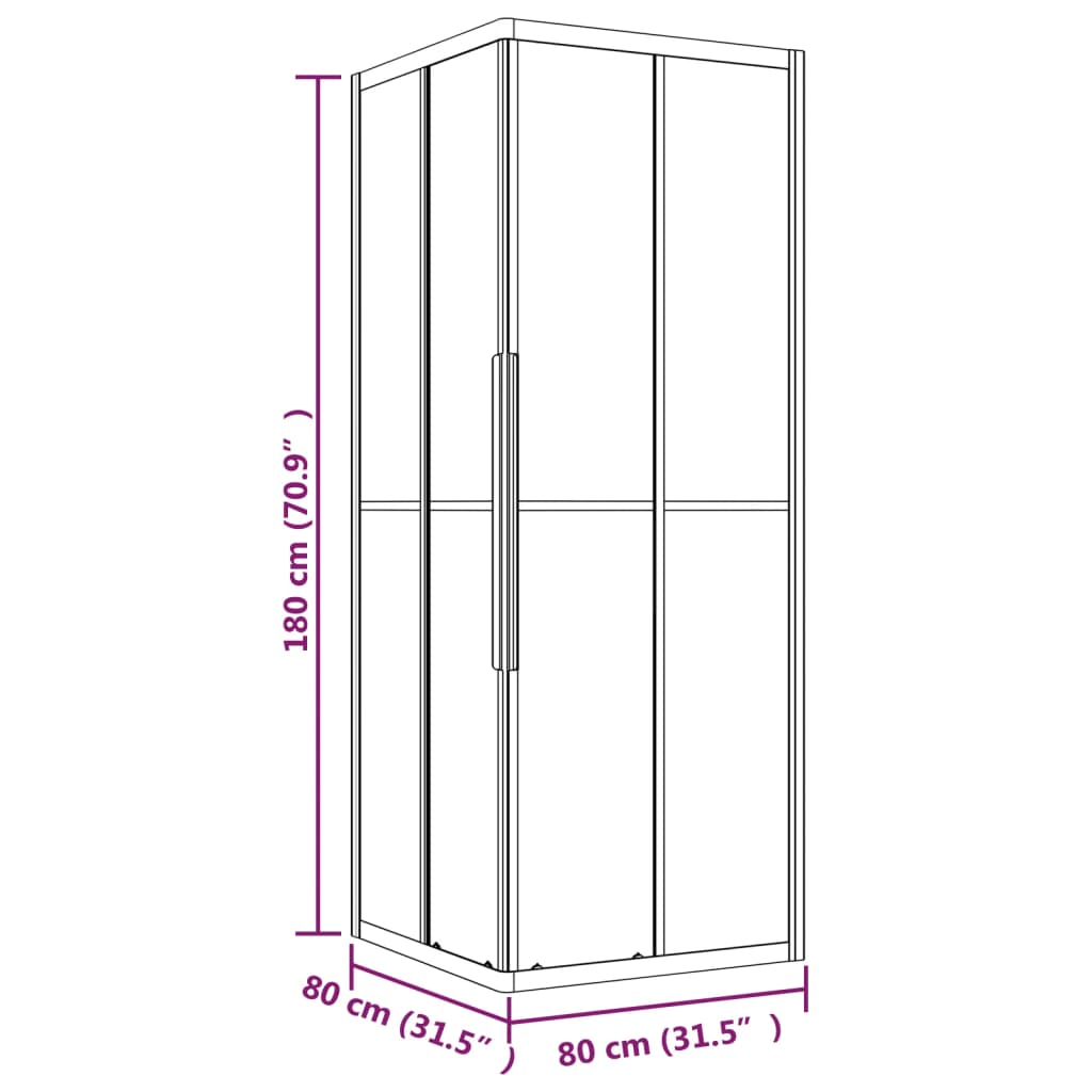 Tuš-kabina napola matirana ESG 80 x 80 x 180 cm crna