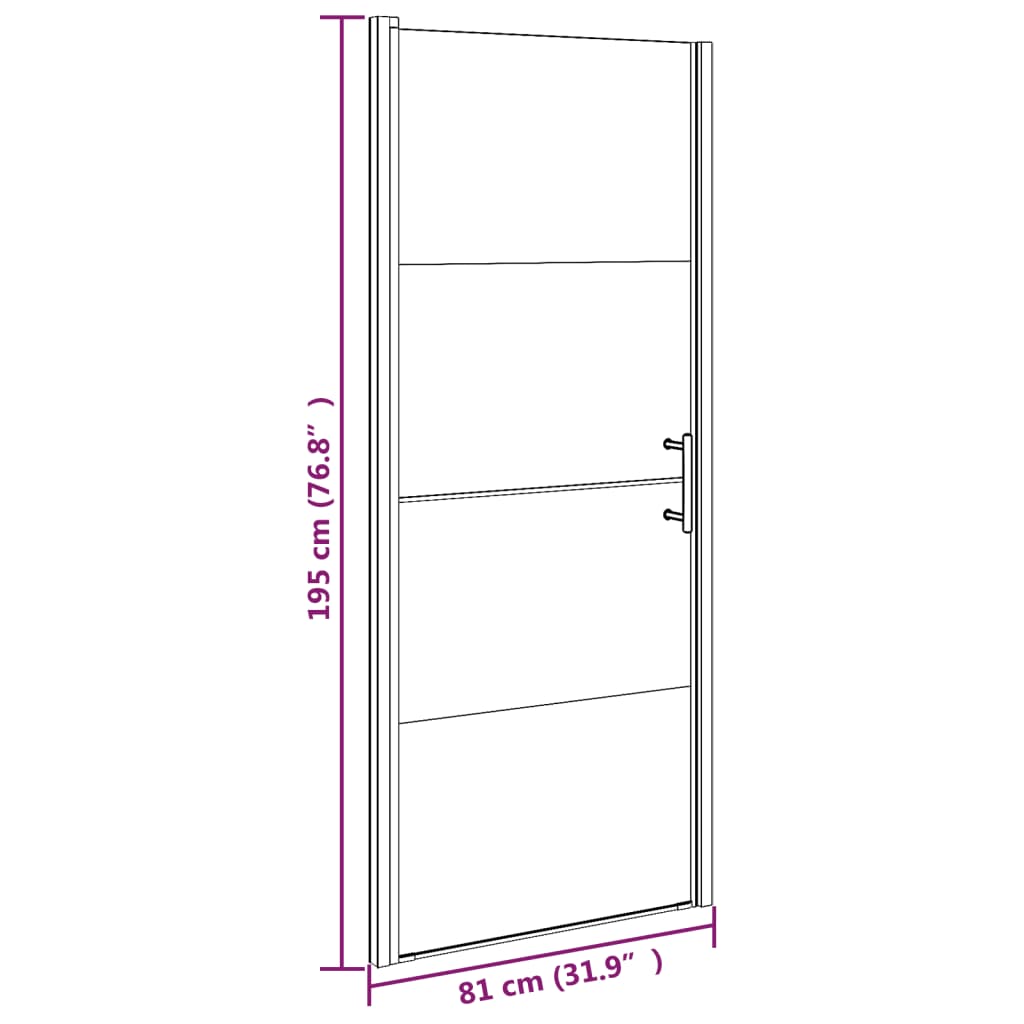 Vrata za tuš-kabinu 81x195 cm napola mutno kaljeno staklo crna