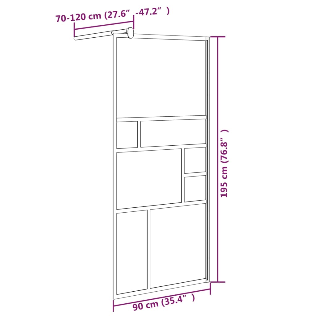 Pregrada za tuš 90 x 195 cm sa staklom ESG bijela