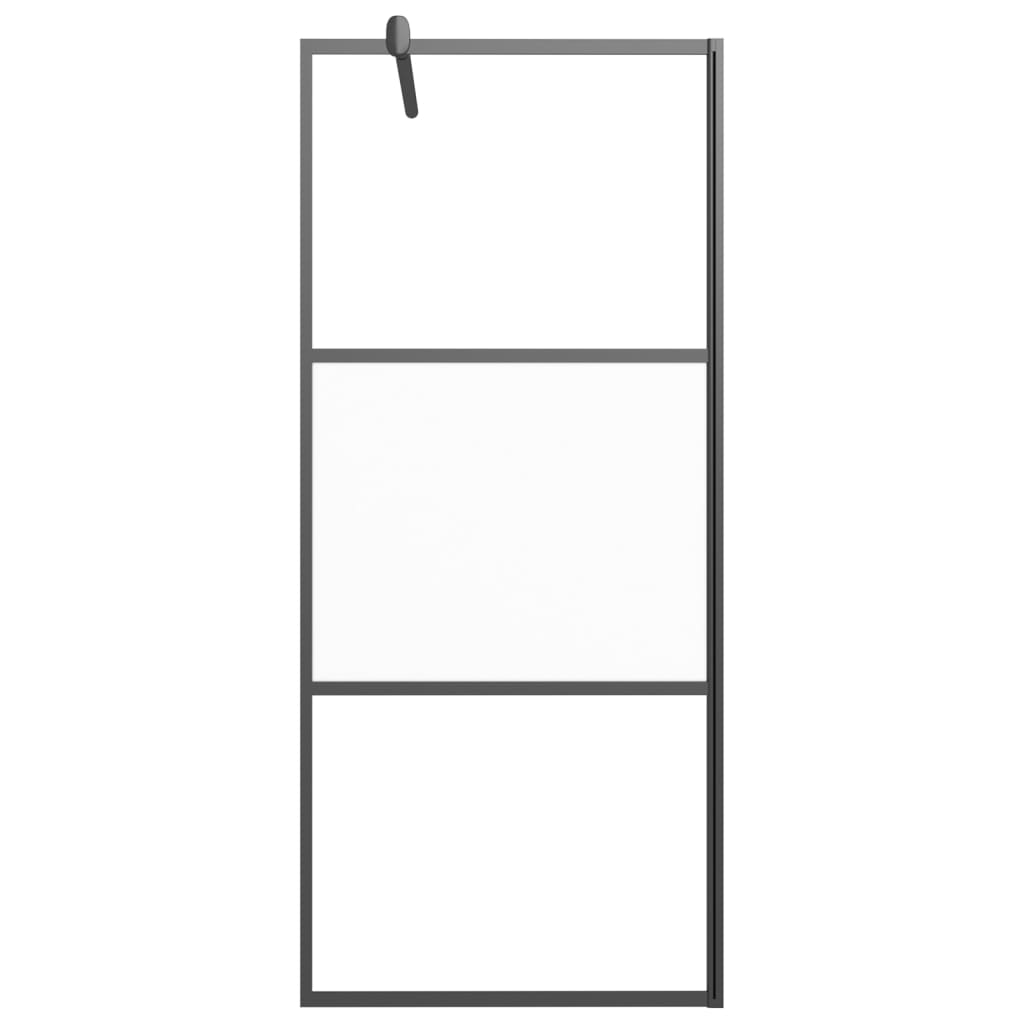 Pregrada za tuš 80 x 195 cm s napola mutnim staklom ESG crna