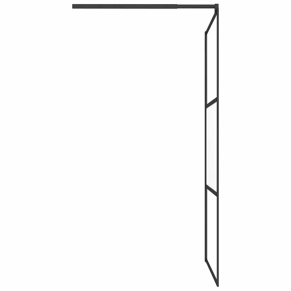 Pregrada za tuš 100 x 195 cm s napola mutnim staklom ESG crna