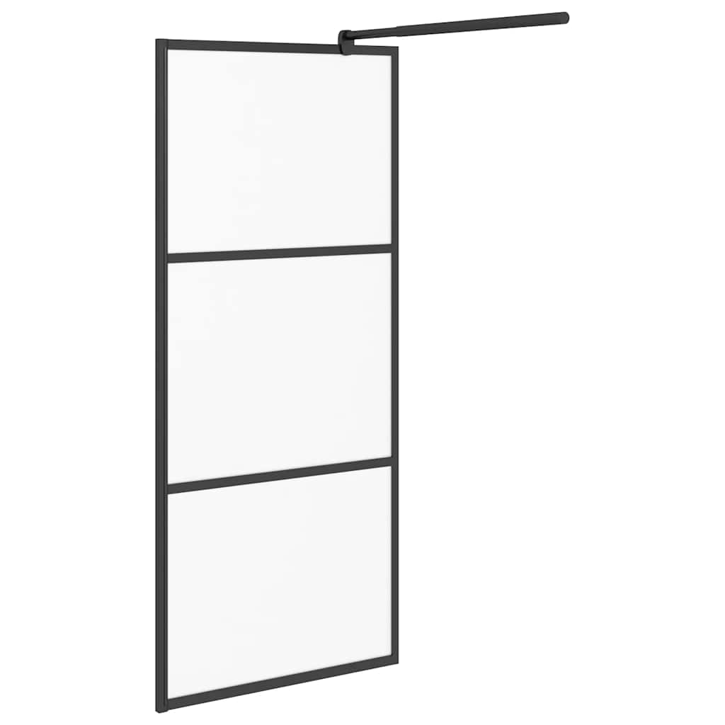 Pregrada za tuš 90 x 195 cm s mutnim staklom ESG crna