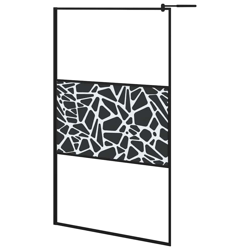 Pregrada za tuš 115 x 195 cm staklo ESG s uzorkom kamena crna