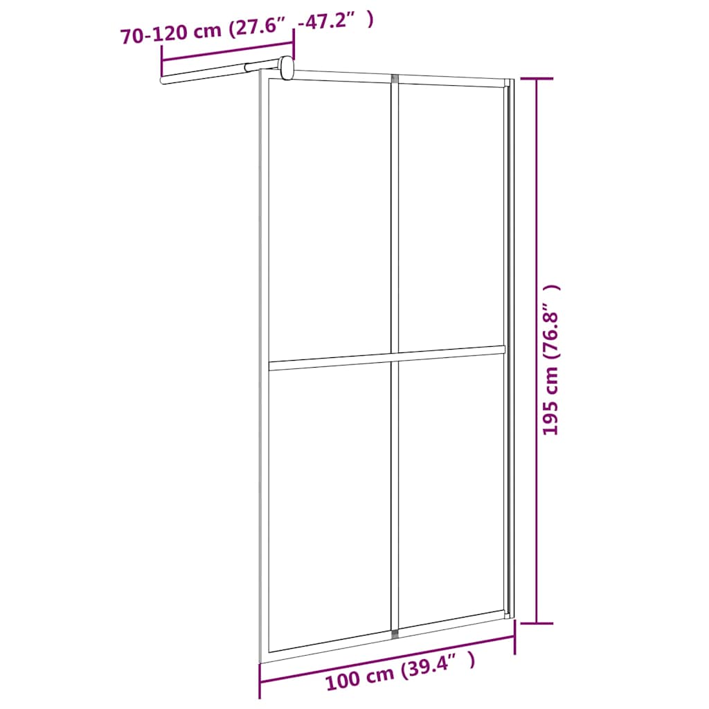 Pregrada za tuš 100 x 195 cm od tamnog kaljenog stakla
