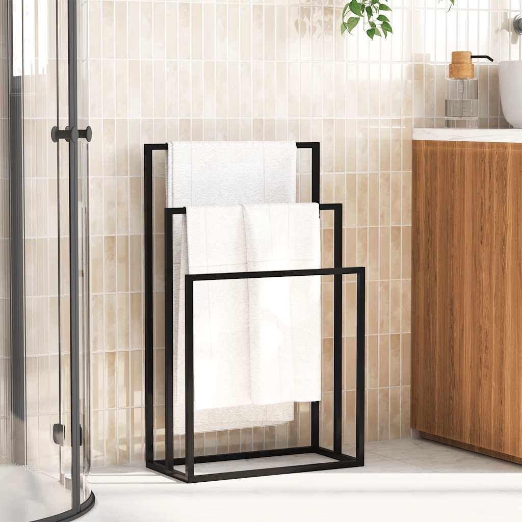 Samostojeći stalak za ručnike crni 48 x 24 x 79 cm željezni