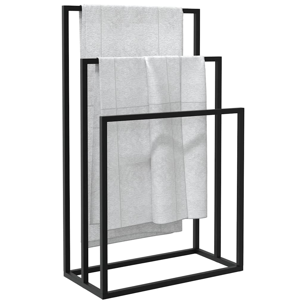 Samostojeći stalak za ručnike crni 48 x 24 x 79 cm željezni