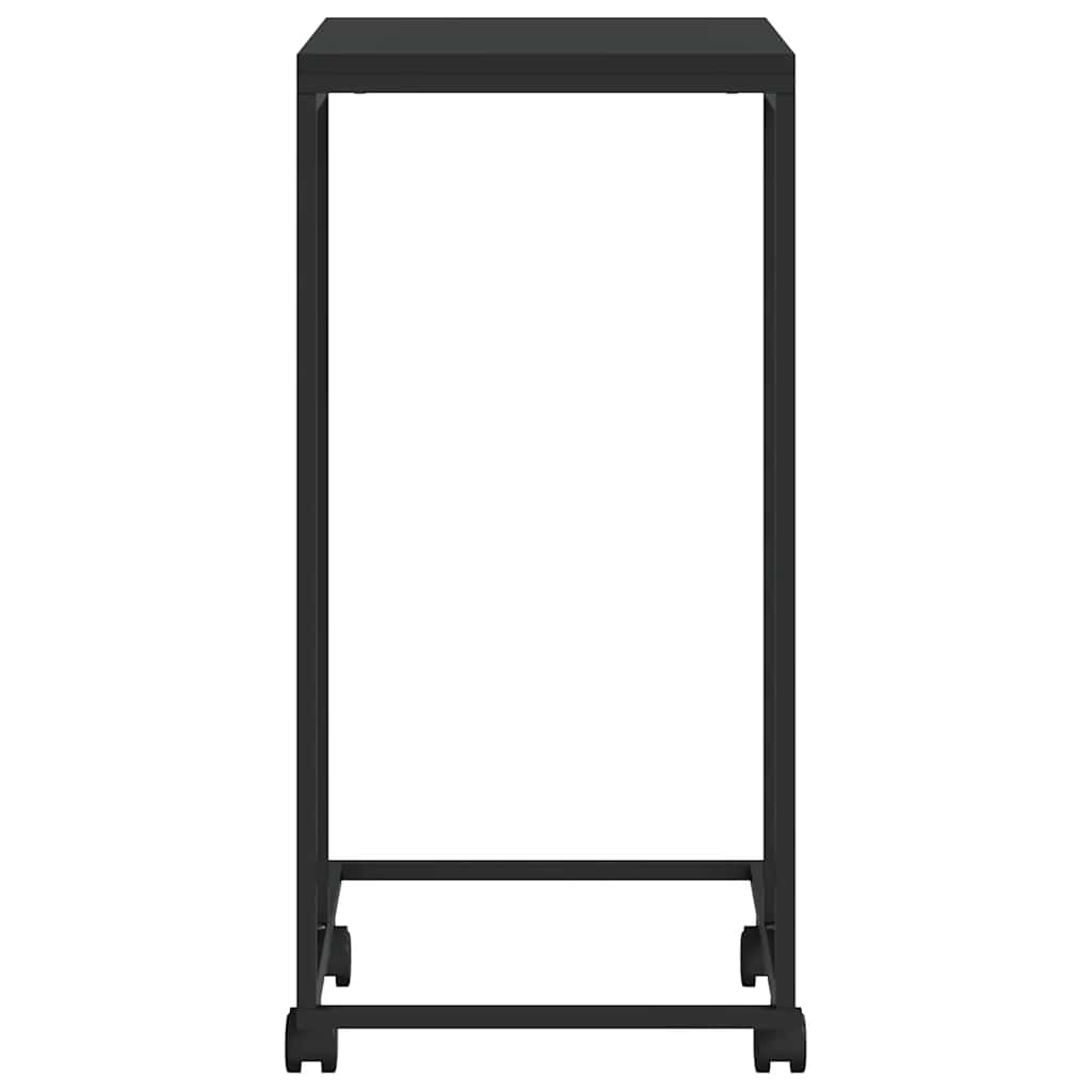 Bočni stolić s kotačima crna 40x30x63,5 cm konstruirano drvo