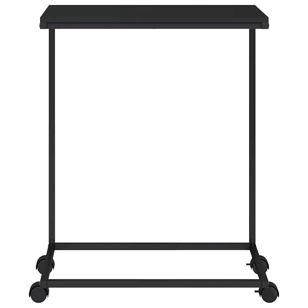 Bočni stolić s kotačima crna 55x35x70 cm konstruirano drvo