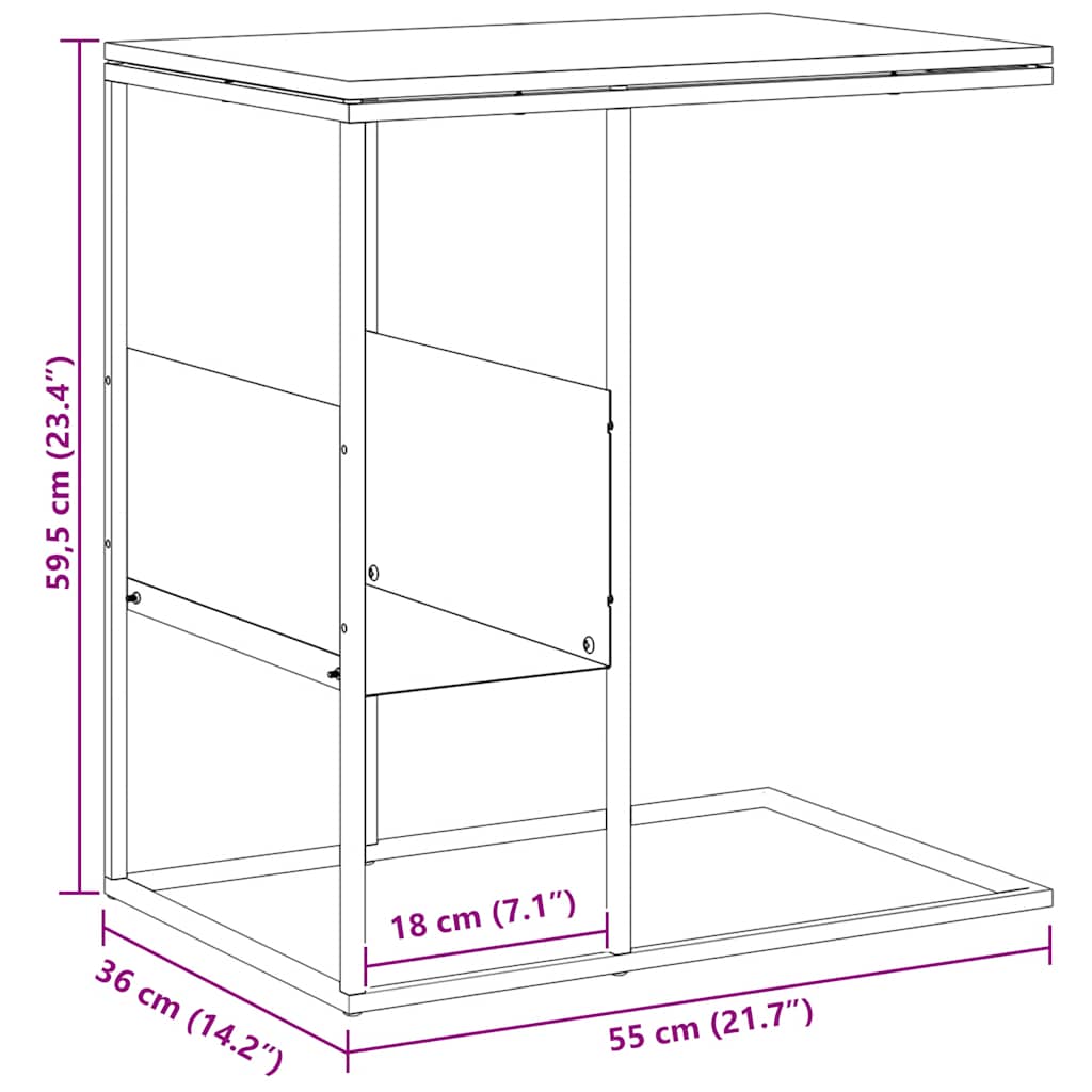 Bočni stolić crna 55 x 36 x 59,5 cm od konstruiranog drva