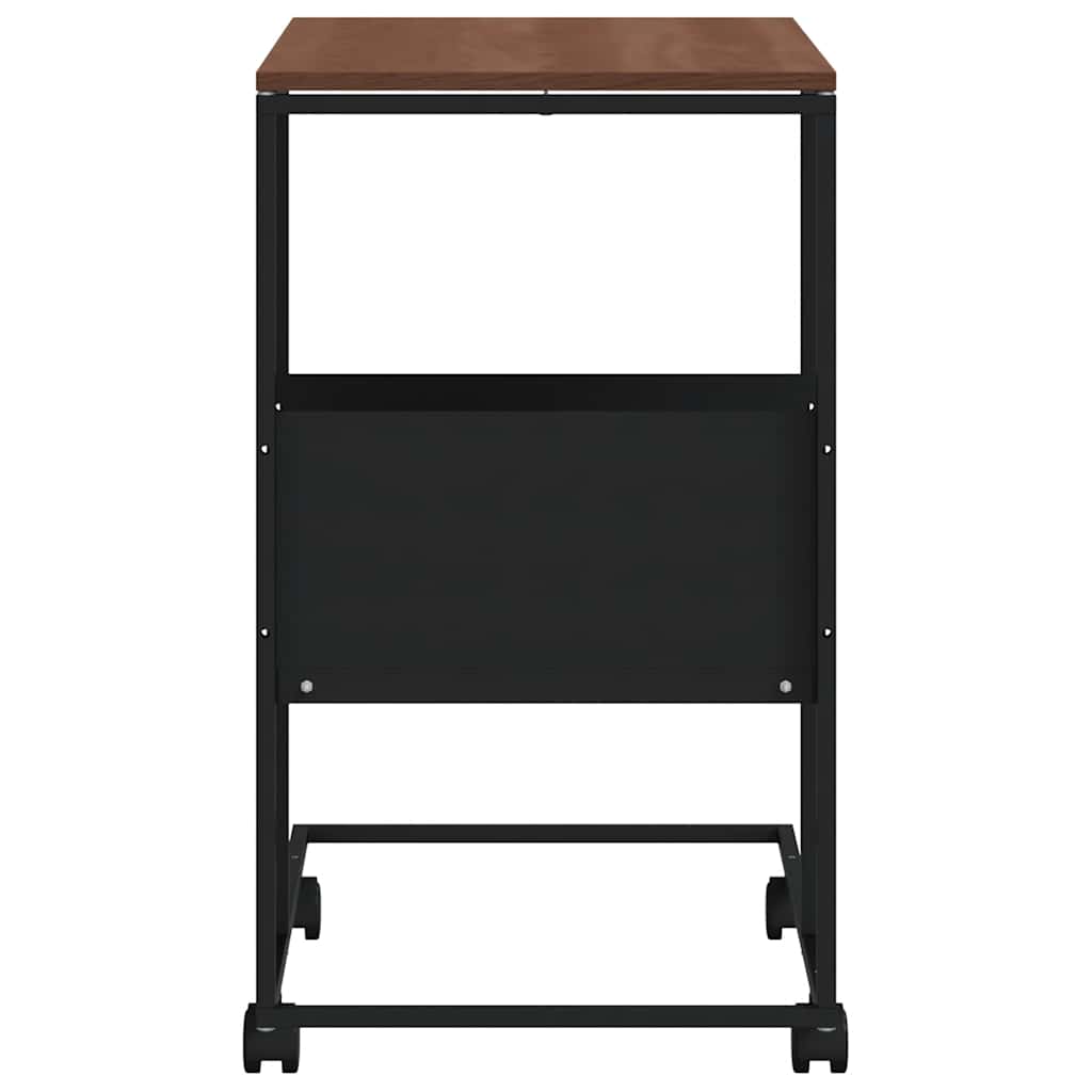 Bočni stolić s kotačima crni 55x36x63,5 cm konstruirano drvo