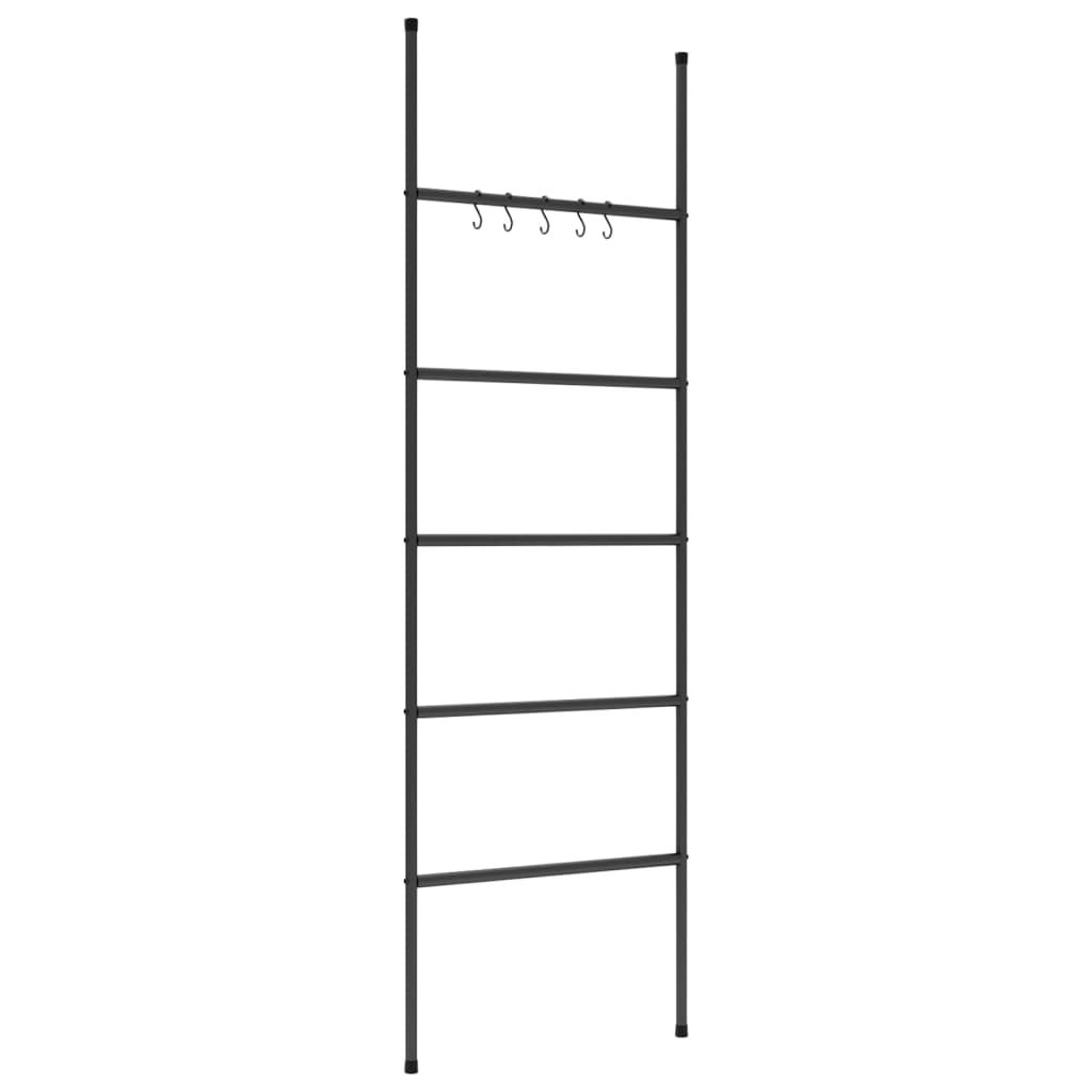 Ljestve za vješalicu za ručnike s 5 razina crne 58x175 cm željezne
