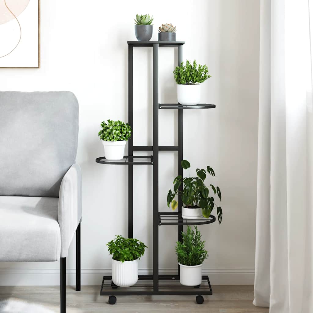 Stalak za cvijeće s 5 katova 44 x 23 x 100 cm crni željezni