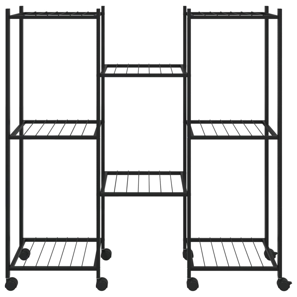 Stalak za cvijeće s kotačima 83 x 25 x 83,5 cm crni željezni