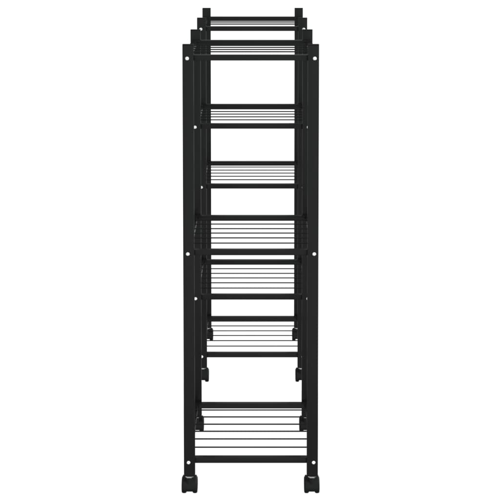 Stalak za cvijeće s kotačima 83 x 25 x 83,5 cm crni željezni
