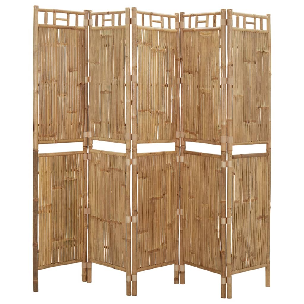 Sobna pregrada s 5 panela od bambusa 200 x 180 cm