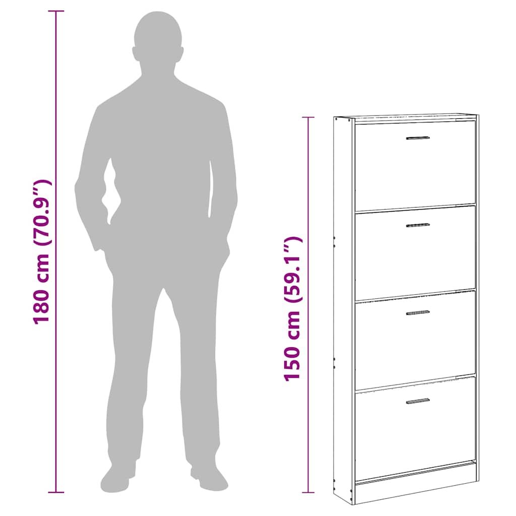 Ormarić za cipele bijeli 59 x 17 x 150 cm od konstruiranog drva