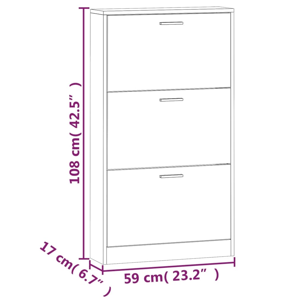 Ormarić za cipele boja hrasta 59x17x108 cm konstruirano drvo