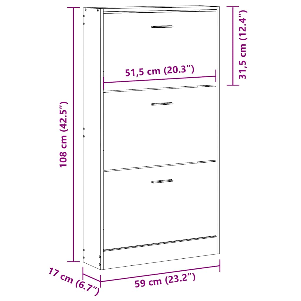 Ormarić za cipele crni 59x17x108 cm od konstruiranog drva