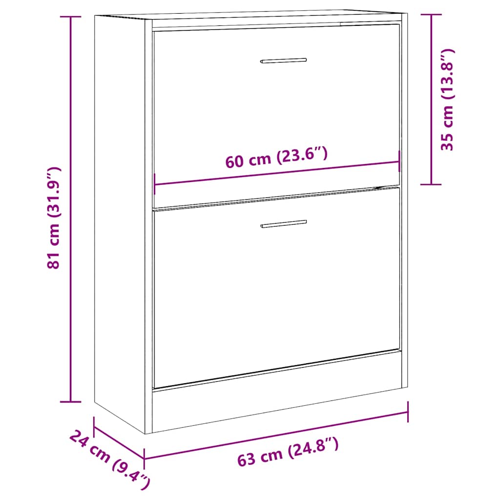 Ormarić za cipele boja hrasta 63x24x81 cm konstruirano drvo