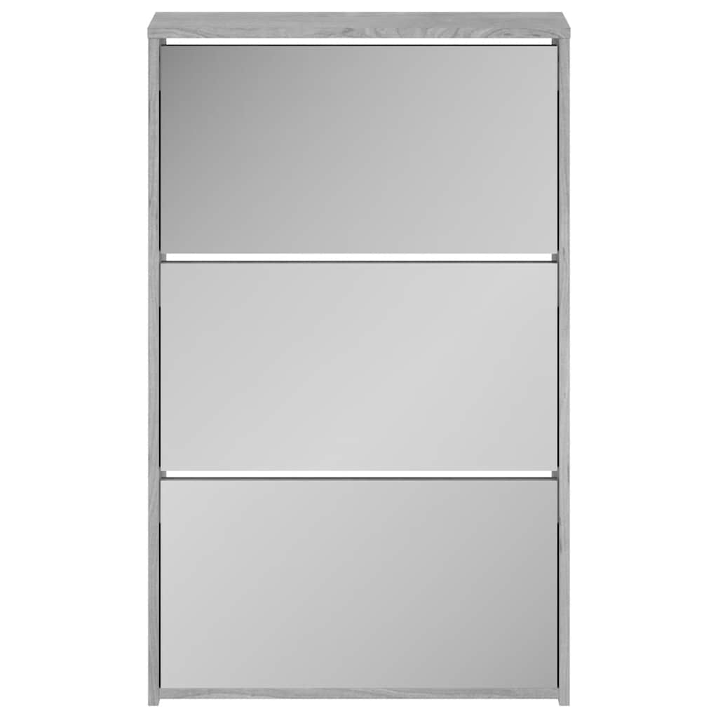 Ormarić za cipele s ogledalom 3razine boja hrasta 63x17x102,5cm