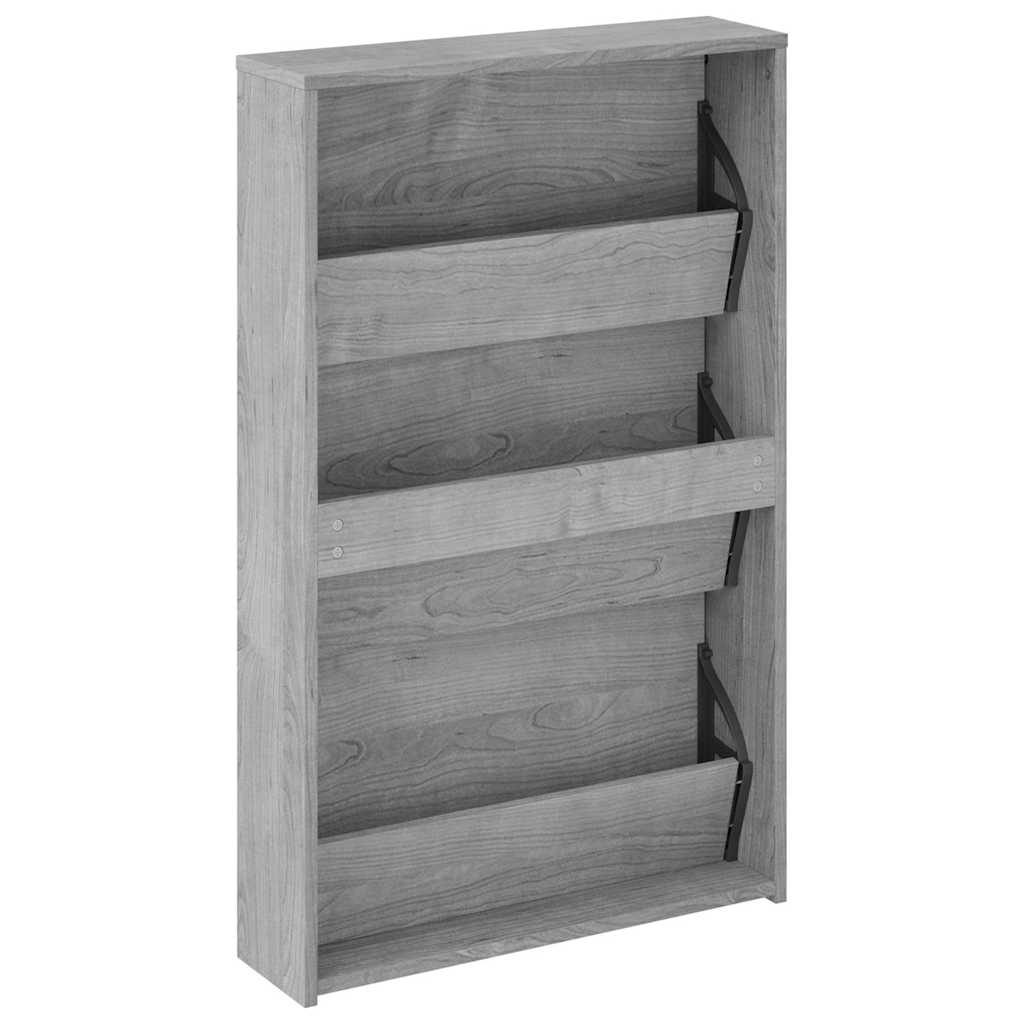 Ormarić za cipele s ogledalom 3razine boja hrasta 63x17x102,5cm