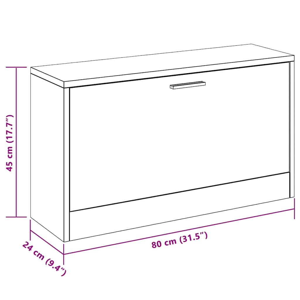 Klupa za cipele crna 80x24x45 cm, inženjerski drvo