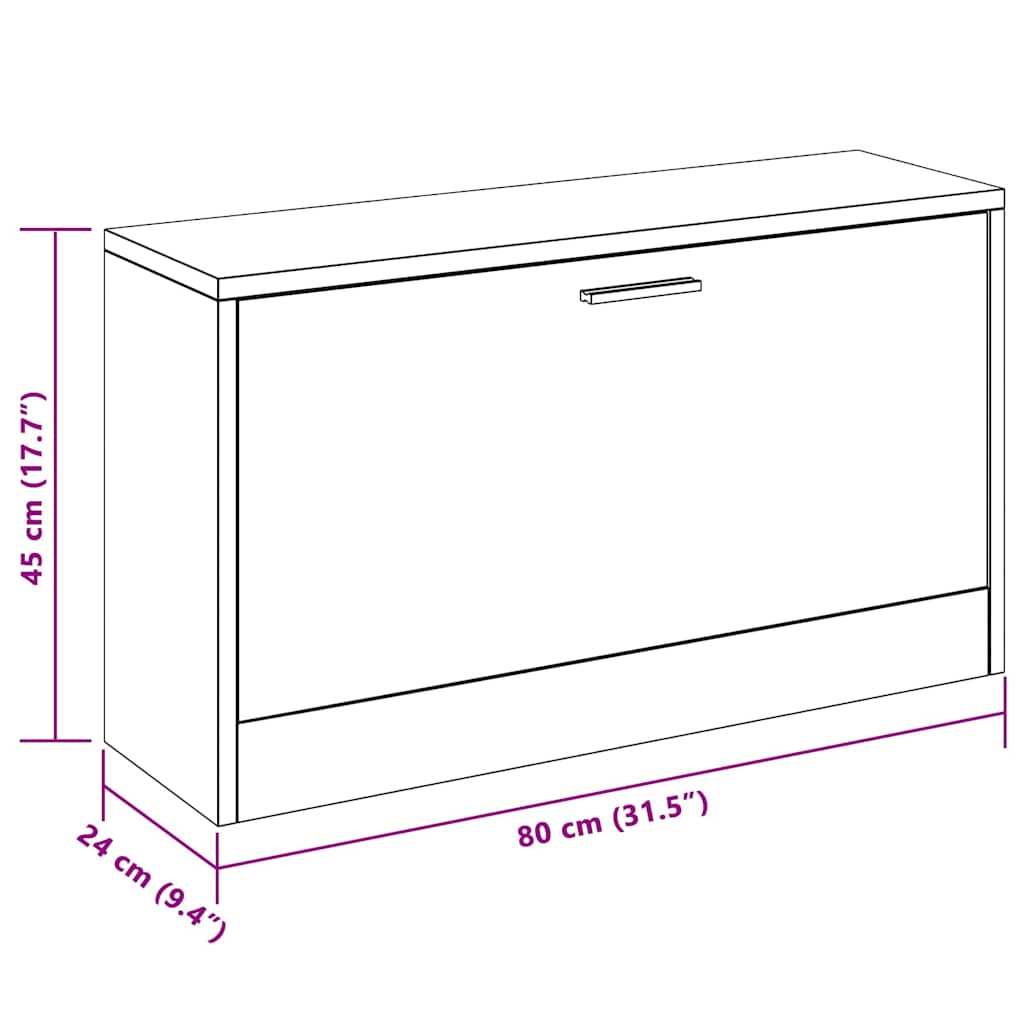 Klupa za cipele boja betona 80x24x45 cm konstruirano drvo