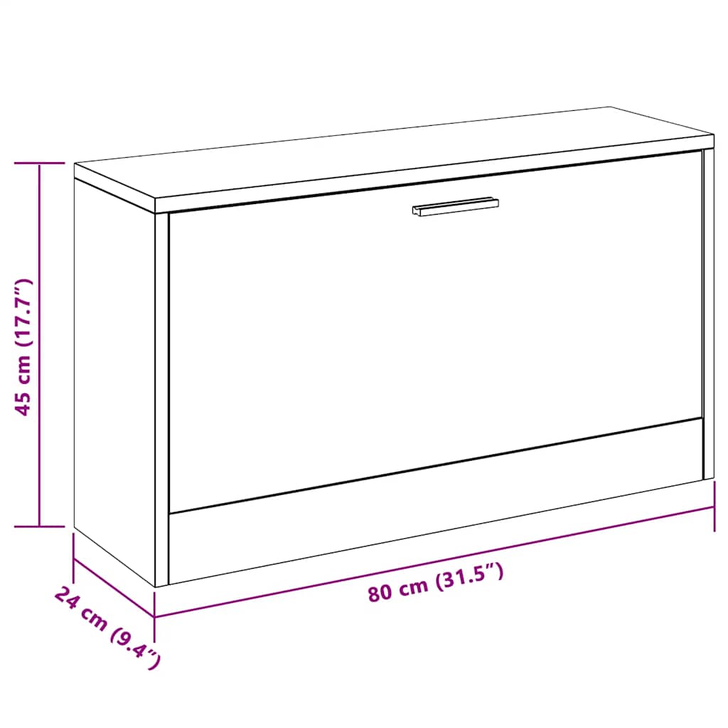 Klupa za cipele boja sivog hrasta 80x24x45 cm konstruirano drvo