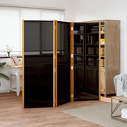 Sobna pregrada s 3 panela crna 210 x 180 cm