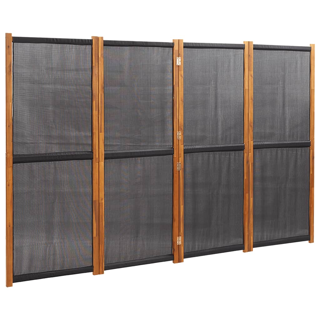 Sobna pregrada s 4 panela crna 280 x 180 cm