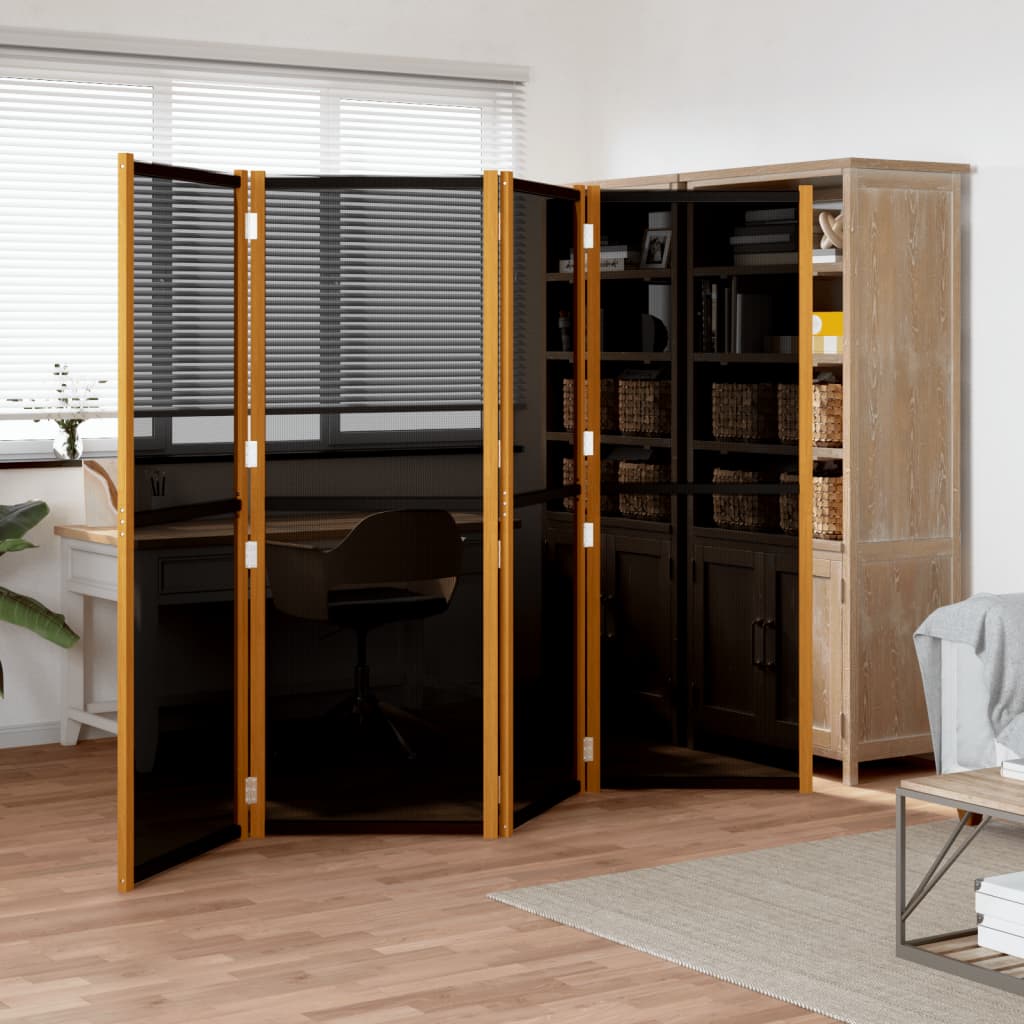 Sobna pregrada s 4 panela crna 280 x 180 cm